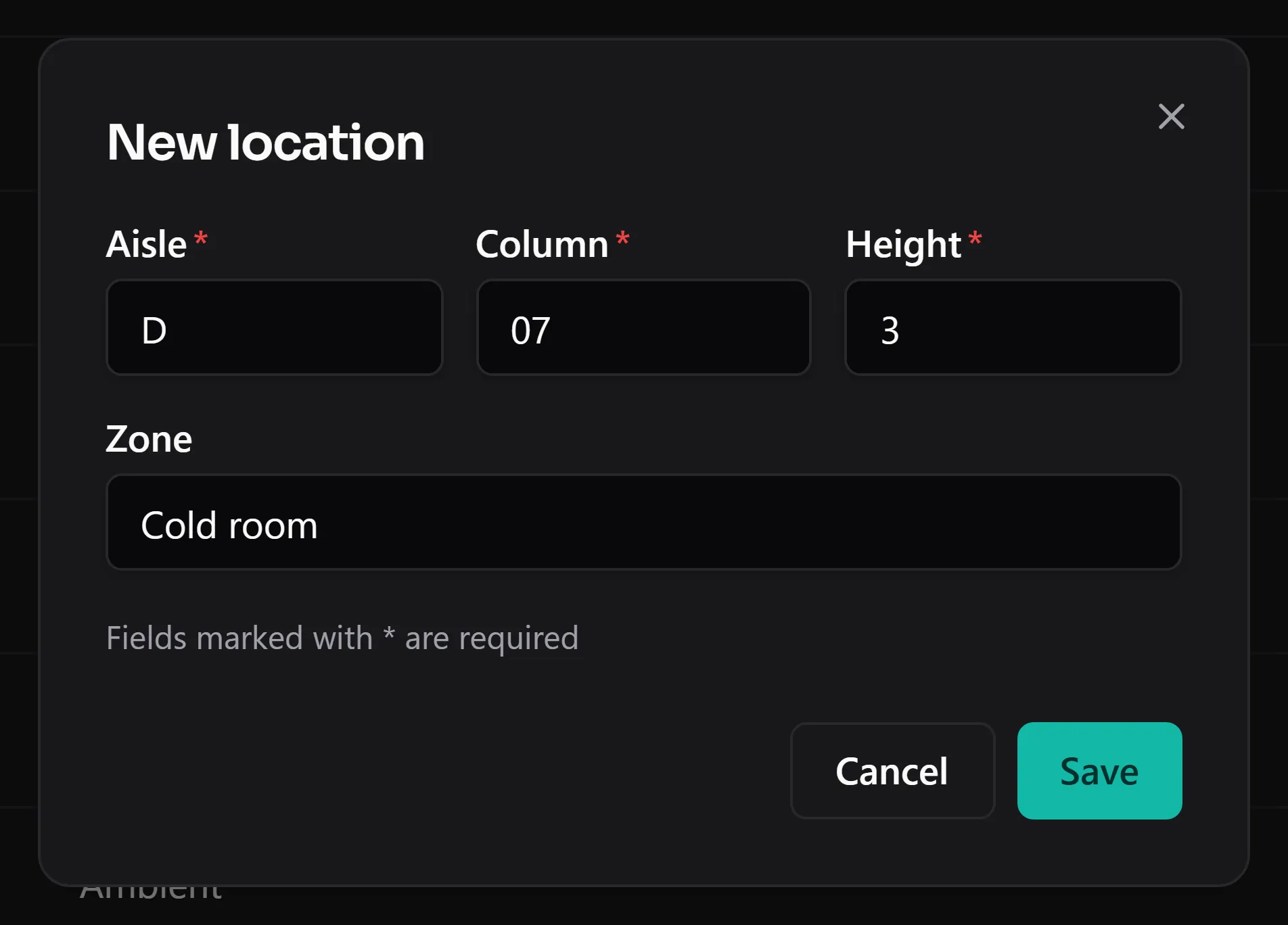 The warehouse location grid: aisle, column and height